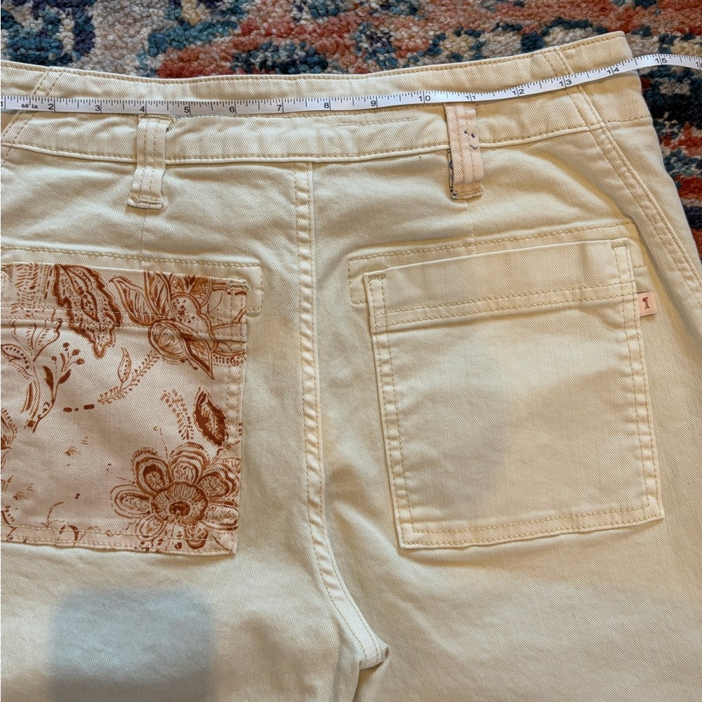 Anthro Pilcro The Wanderer Utility Jean Toile patch Ivory Cargo pants 27 jeans - Picture 11 of 16
